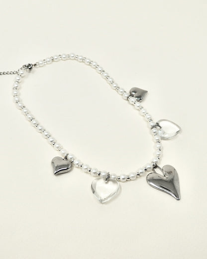 Collier perles Heart argent