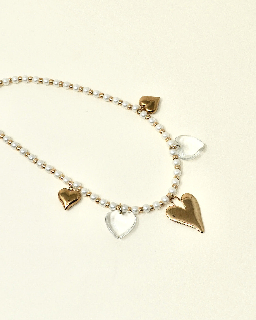 Collier perles Heart doré